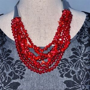 Like New Premier Designs Red Coral Strand Necklace